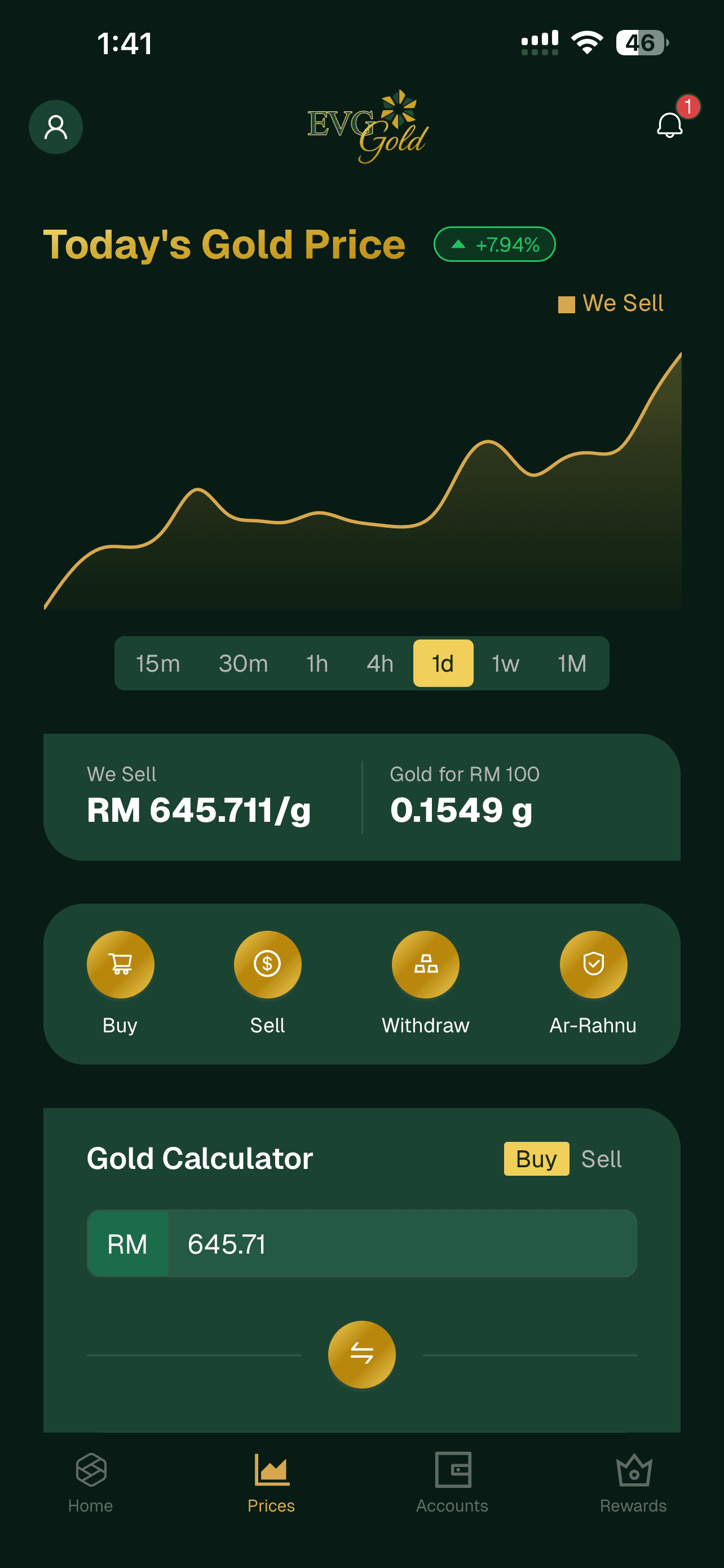 EVG Gold app preview